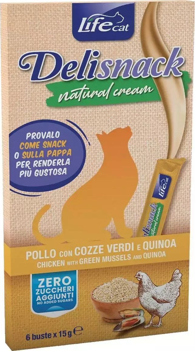Life Pet Care LIFE CAT DELI SNACK NATURAL CREAM 6x15g CHICKEN /12