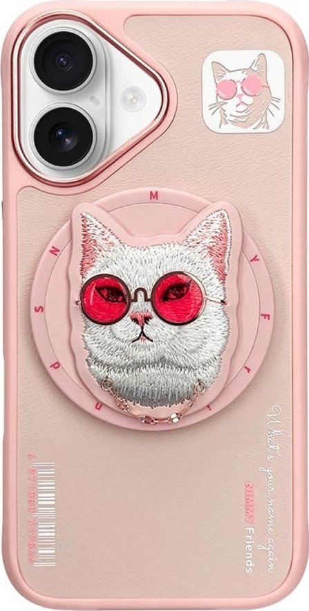 Etui Nimmy Glasses Cool Cat do iPhone 16 różowy standard