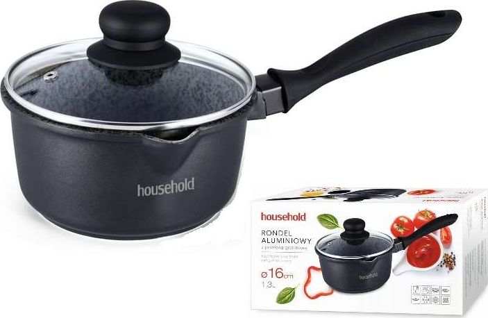 Household Rondel granitowy z pokrywą 16 cm indukcja 1,3 L