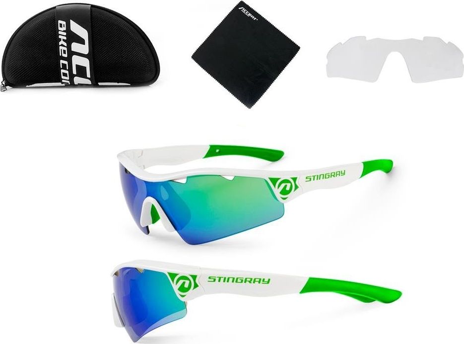 Accent Okulary Stingray białe 2 pary soczewek