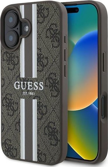 Guess GUHMP16MP4RPSW iPhone 16 Plus 6.7" brązowy/hardcase 4G Printed Stripes MagSafe