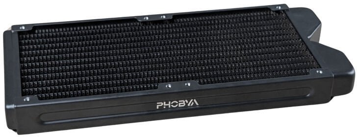 Phobya R27-S240 Radiator, 240 mm Radiator, 18 FPI, Kupferlamellen, 2x G1/4-Zoll-Anschlüsse – schwarz