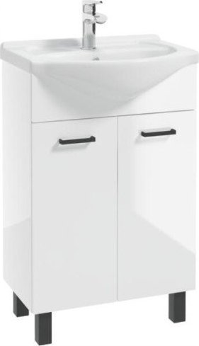 Deftrans Szafka łazienkowa z umywalką stojąca biała MEA 55 cm