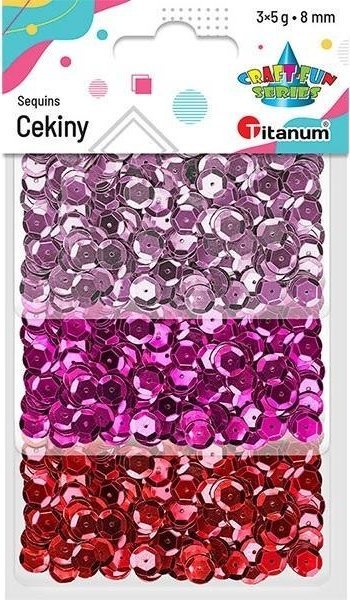 Titanum Cekiny okrągłe 8mm zestaw metaliczny 3 kolory x5g