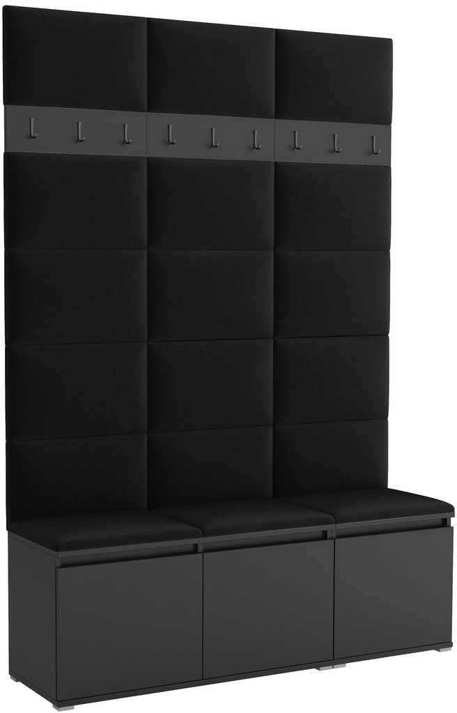 Tapicerowana garderoba Noris III - kolor czarny + tkanina Trinity 16