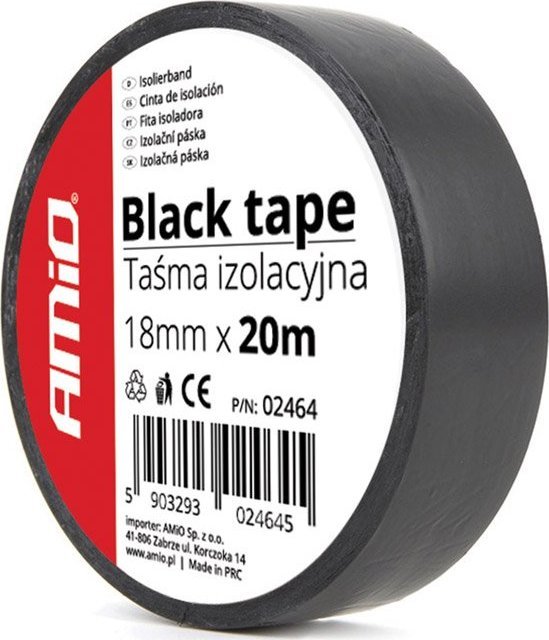 AMiO Taśma izolacyjna, czarna 18mm x 20m (1 szt)