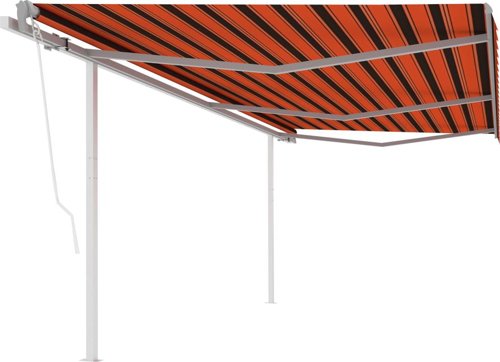 vidaXL Automatycznie zwijana markiza z słupkami, 6x3 m, pomarańcz-brąz