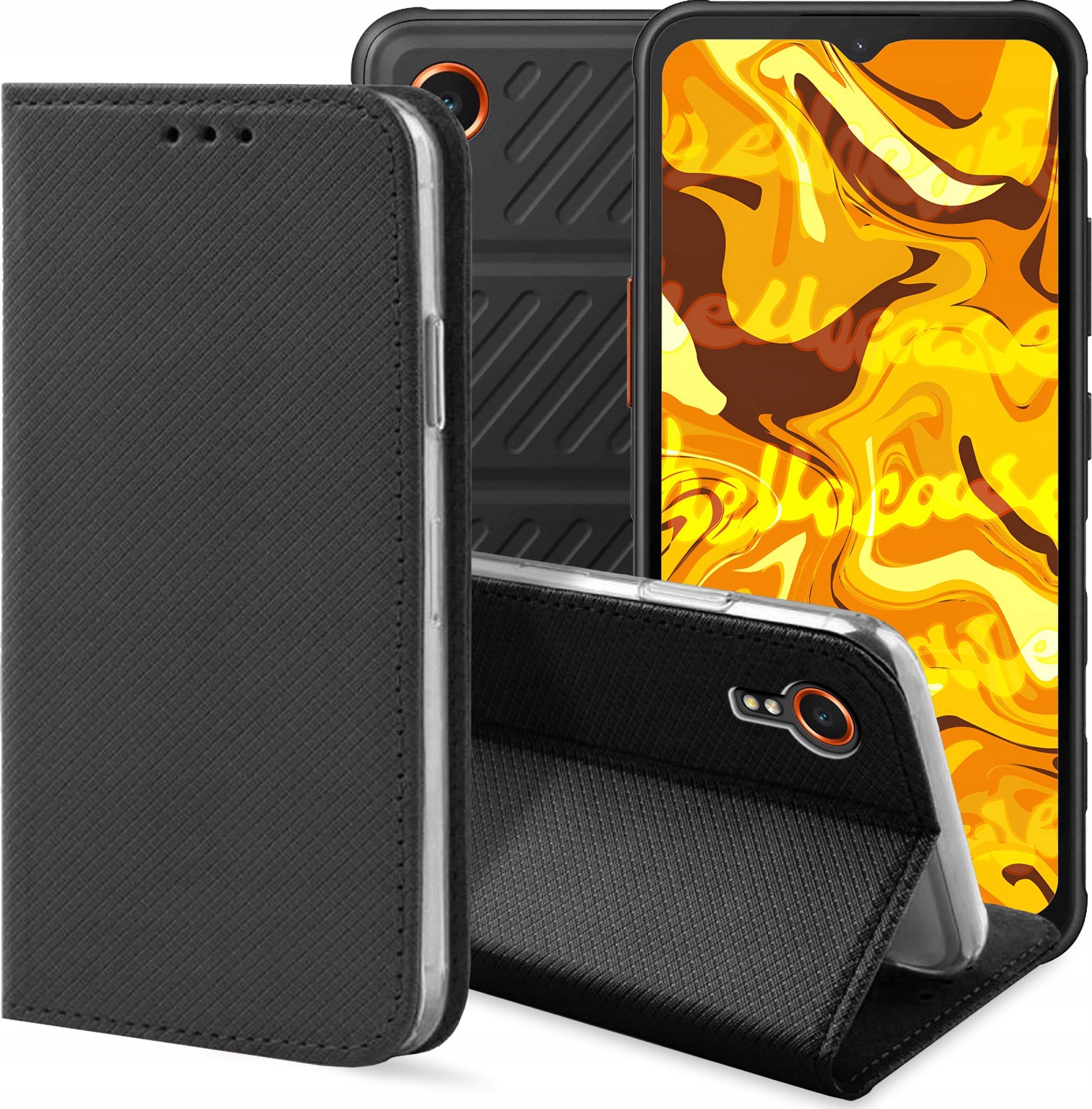 Hello Case ETUI Z KLAPKĄ DO Samsung Galaxy Xcover 7 CZARNE ZAMYKANE MAGNETYCZNE