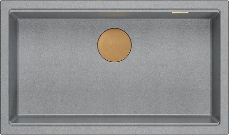 Zlewozmywak GraniteQ LOGAN 110 GraniteQ zlewozmywak silver stone 76x44x23,5 cm 1-komorowy wpuszczany z syfonem manualnym miedziany