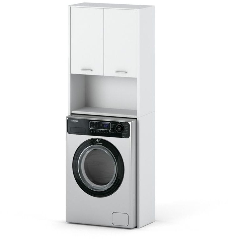 Szafka Łazienkowa Stojąca Nad Pralkę Nowoczesna Uniwersalna Regał Biały Mat