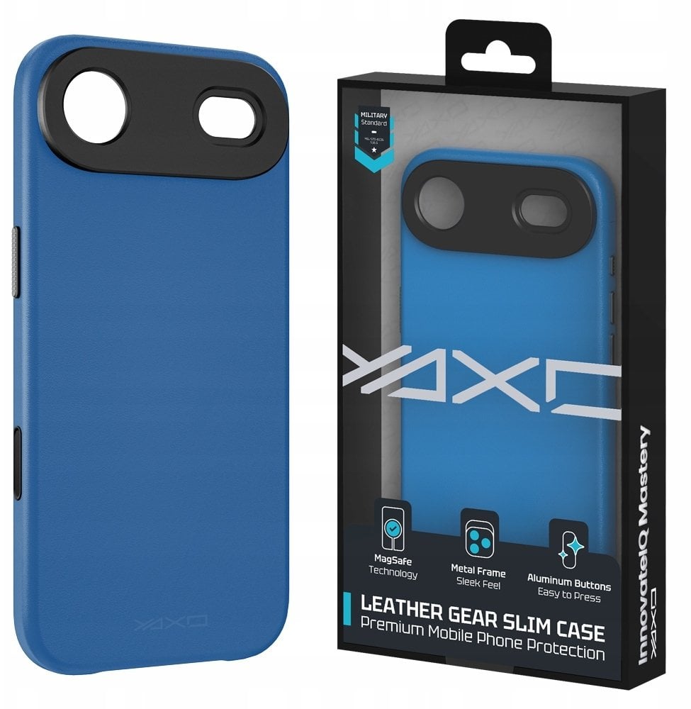 Yaxo Etui na telefon Leather Gear Slim Case MagSafe iPhone 17 Air Electric Blue
