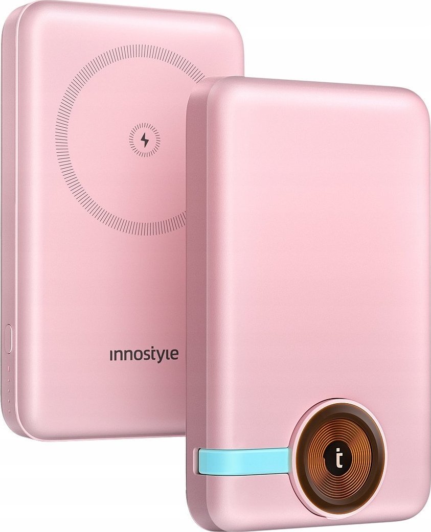 Powerbank Innostyle INNOSTYLE POWERDUO 2W1 SZYBKI POWERBANK INDUKCYJNY DO MAGSAFE WATCH 10000MAH RÓŻOWY