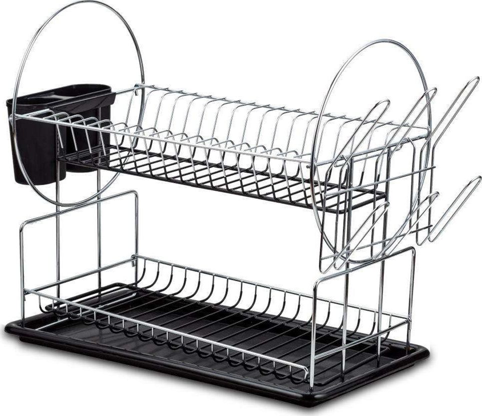 NAVA Suszarka na naczynia, talerze, kubki, sztućce, srebrno- czarna, ociekacz do naczyń, talerzy, kubków