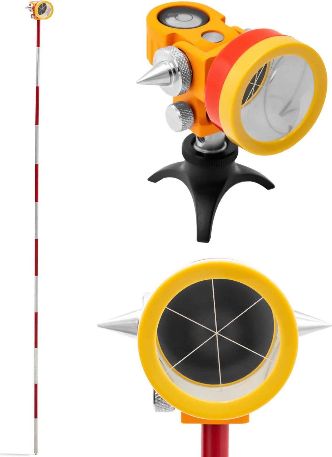 Steinberg Mini pryzmat lustro dalmiercze geodezyjne z tyczką i podstawą srebrna powłoka śr. 3,6 cm 1,26 m Mini pryzmat lustro dalmiercze geodezyjne z