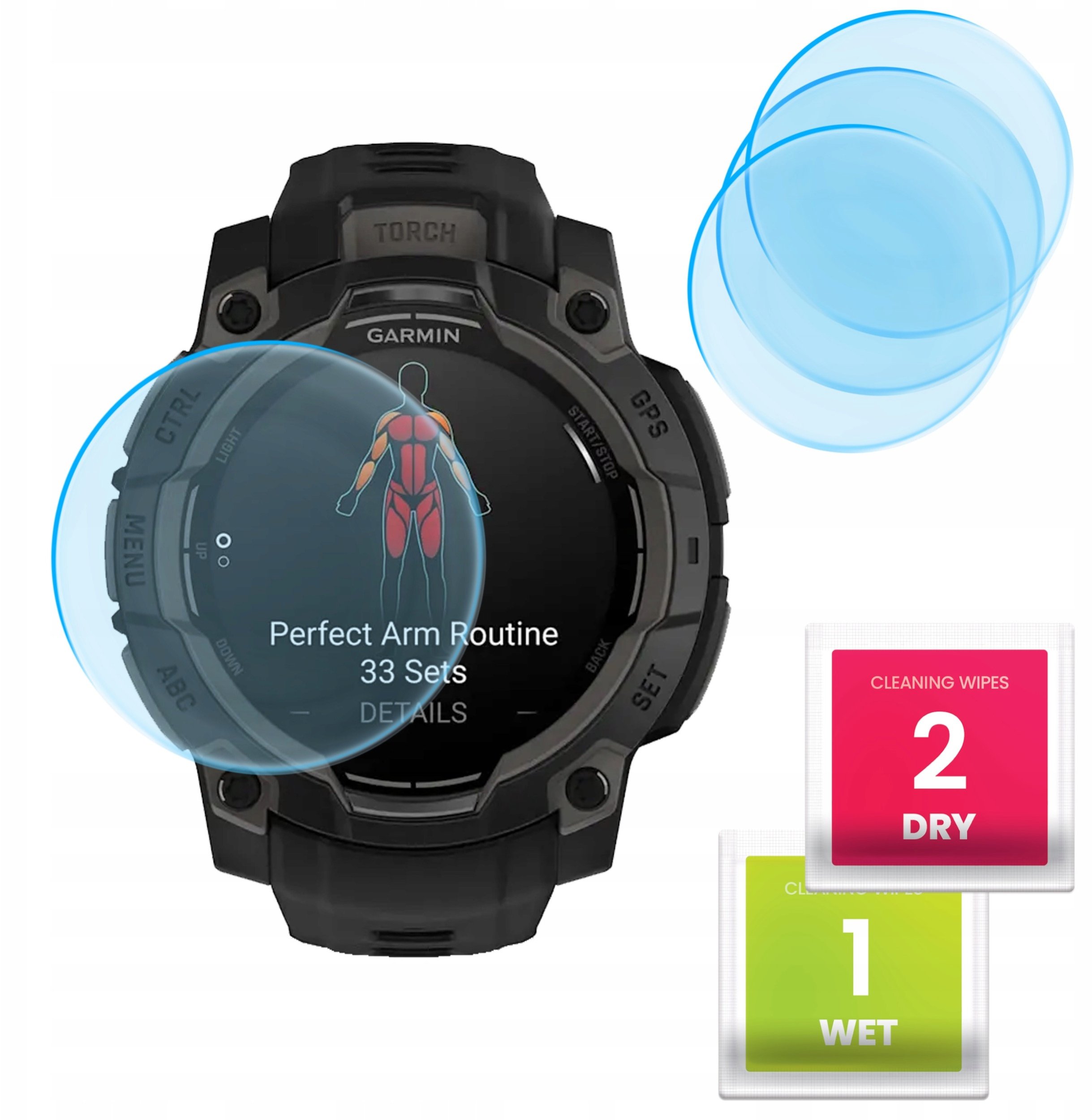 3-PAK Szkło Hybrydowe do Garmin Instinct 3 (wersja 45 mm) (Szkiełko, 9H)
