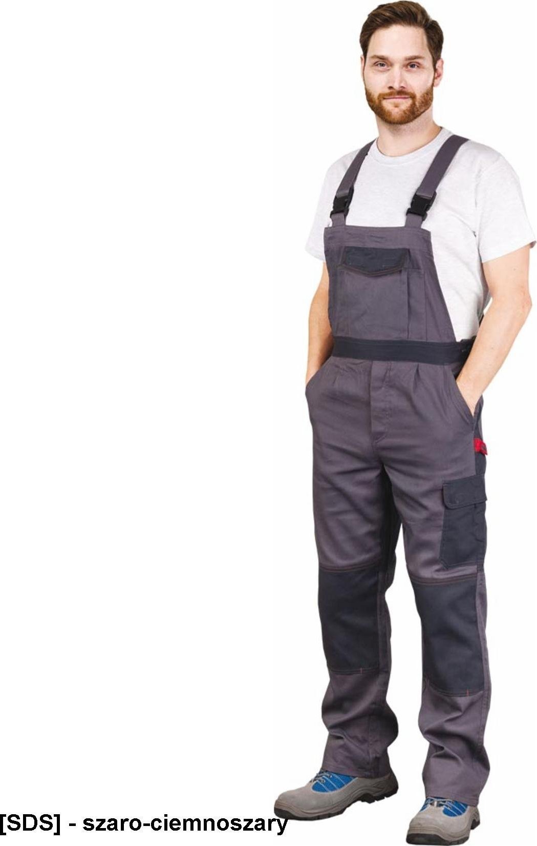 R.E.I.S. BOMULL-B - spodnie ochronne ogrodniczki 100% BAWEŁNY - szaro-ciemnoszary 50