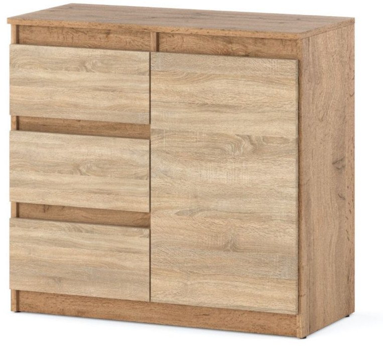 Komoda Do Pokoju Dziecięcego 80cm Nowoczesna 3 Szuflady Dąb Wotan Sonoma