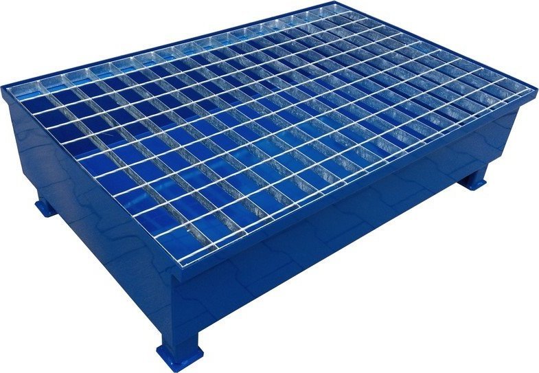 WiZ Stalowa wanna ociekowa z kratownicą na 2 beczki o pojemności 220 l, wym. 1200 x 800 x 330 mm