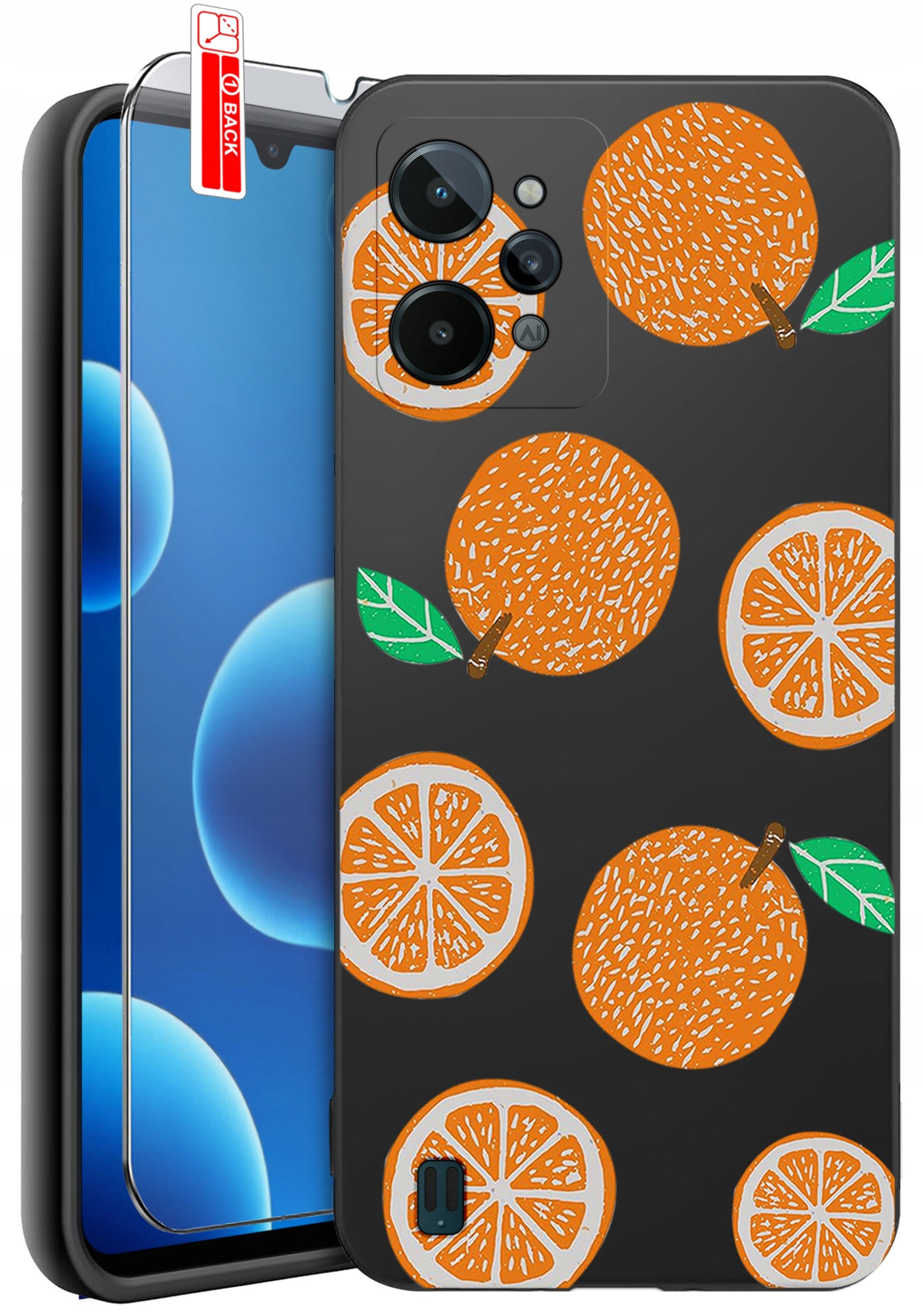 ETUI do Realme C31| WZORY | SILIKONOWE MATT CASE + SZKŁO 9H