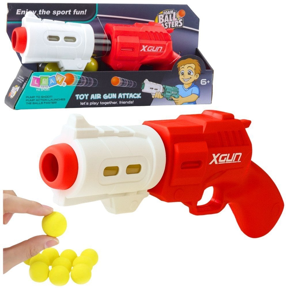 Pistolet Broń Na Miękkie Kulki Piankowe XGUN Czerwony 6 szt.