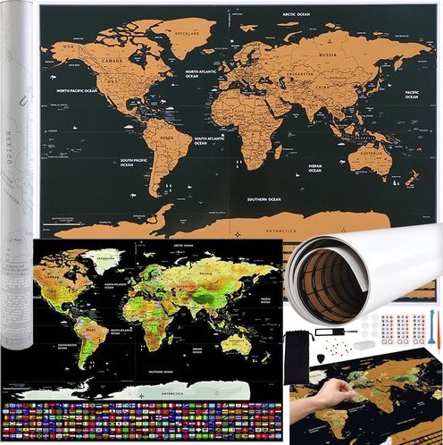 Iso Trade Mapa świata - zdrapka z flagami + akcesoria 23442