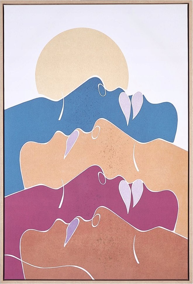 Beliani Obraz na płótnie w ramie abstrakcyjny 63 x 93 cm wielokolorowy FASANO