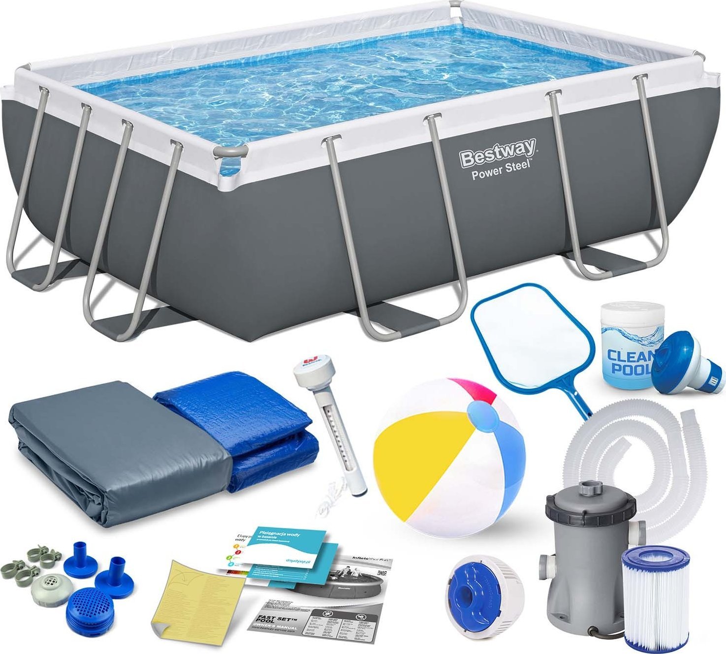 Basen ogrodowy stelażowy 282 x 196 x 84 cm 16w1 Bestway 56629N