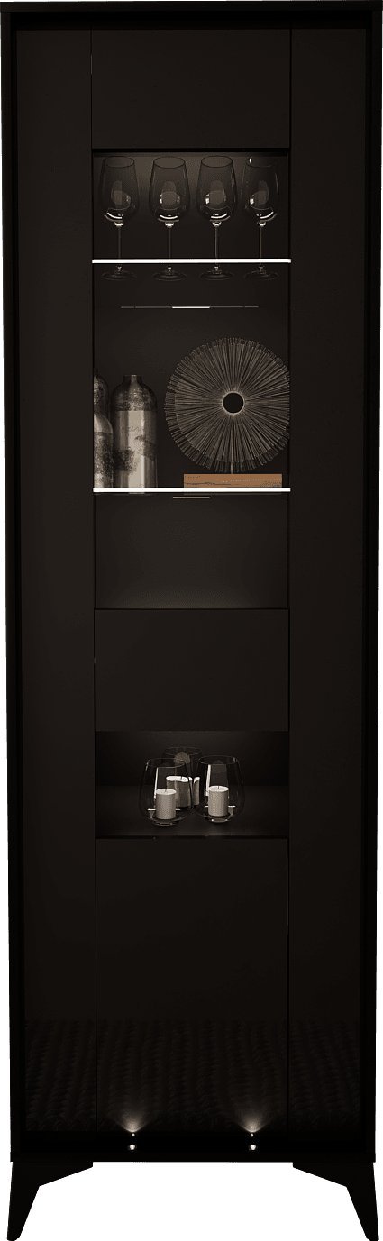 MEGSTYL WITRYNA 200CM Z CZARNĄ WSTAWKĄ I NÓŻKAMI - EVEL 1 Czarny mat - Czarny połysk