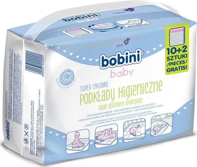 Bobini BOBINI BABY-PODKŁADY DO PRZEWIJANIA HIG. JEDNORAZOWE 10+2 - BO-000001