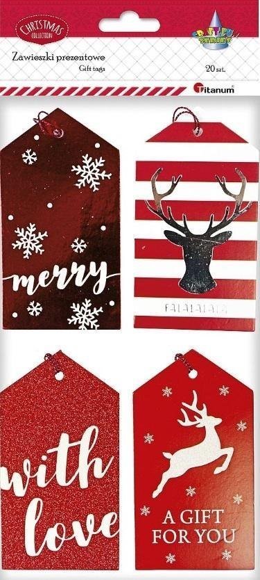 Titanum Zawieszki prezentowe B. Narodzenie czerwone 20szt.