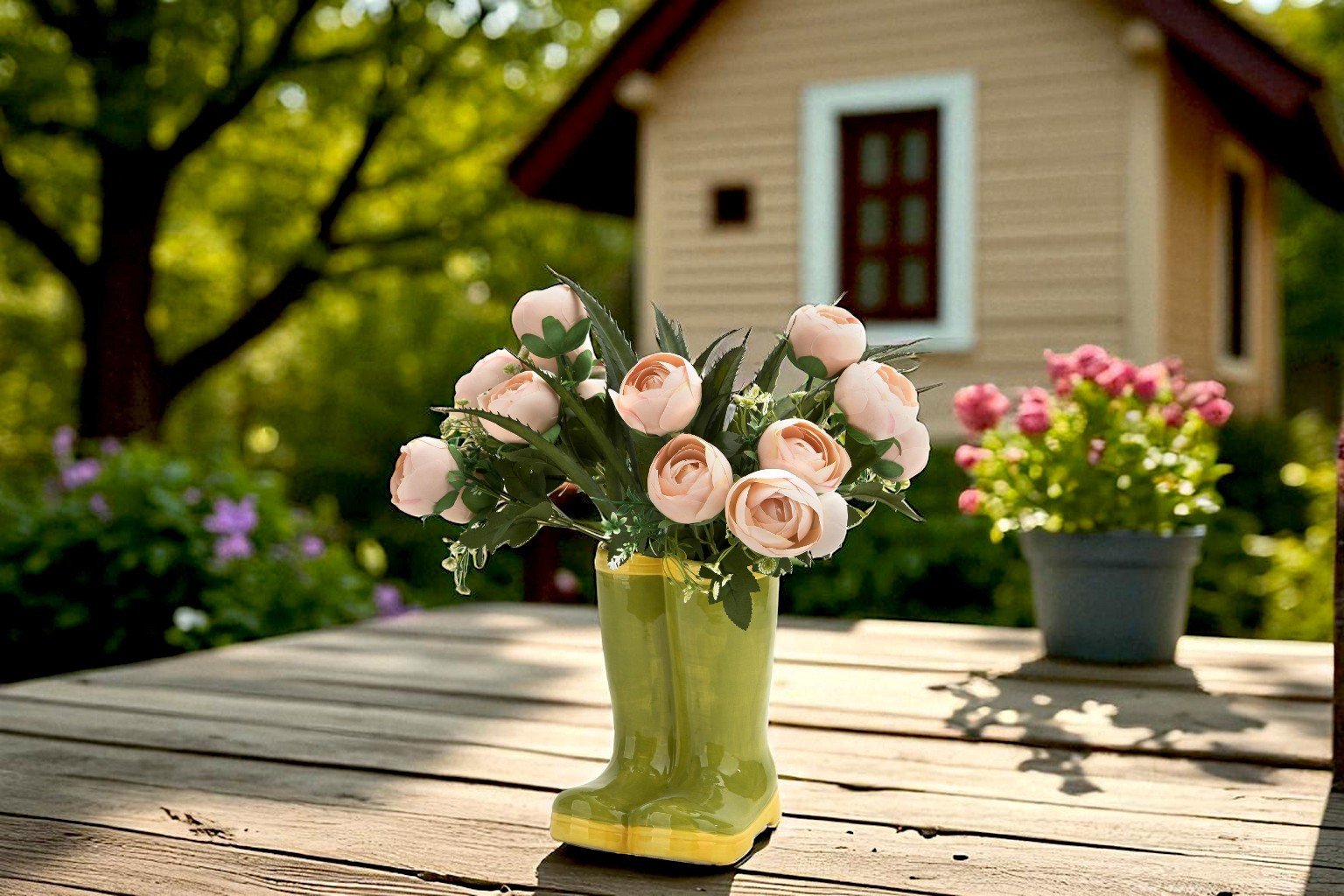 Osłonka ceramiczna Buty zielono-żółte