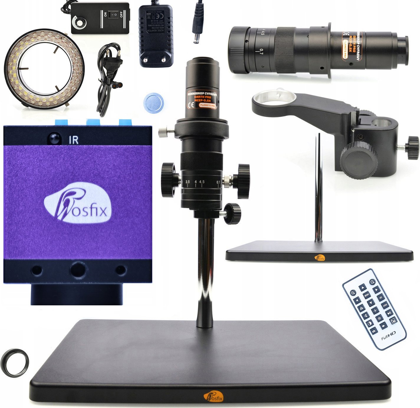 Mikroskop Rosfix MIKROSKOP CYFROWY DO LUTOWANIA ROSFIX 4K 16MP ZESTAW XXL OŚWIETLACZ +KAMERA