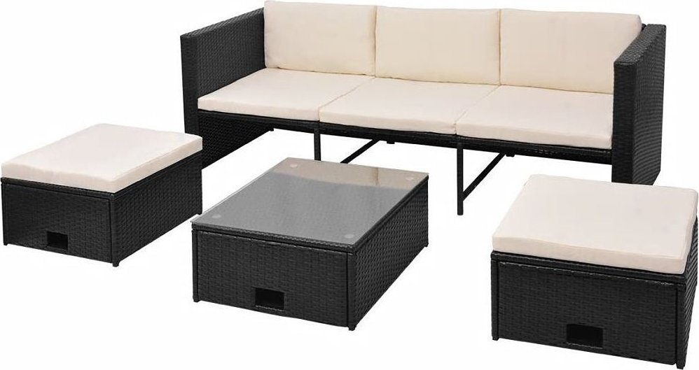 Elior Zestaw czarnych mebli ogrodowych - Kendall