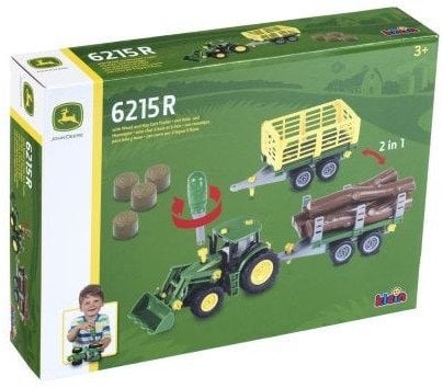 Traktor John Deere do skręcania z 2 przyczepami