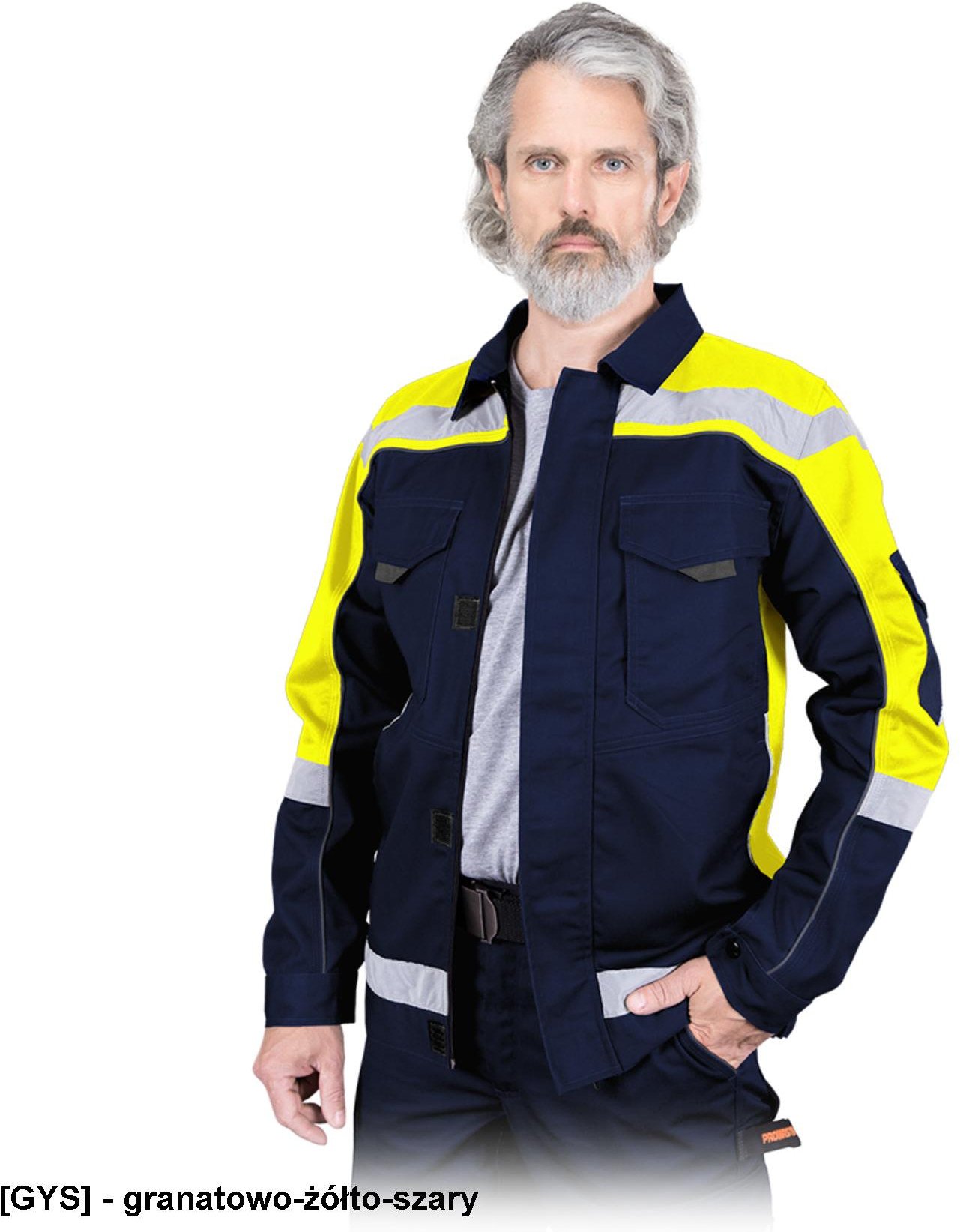 PROM-J - Bluza ochronna, tkana - granatowo-żółto-szary 3XL