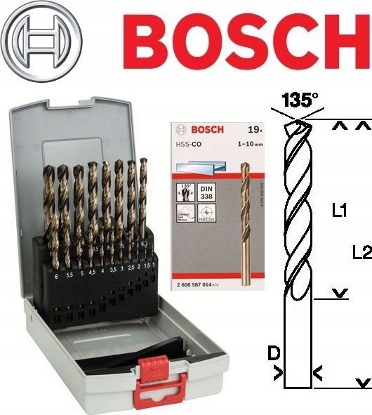 Wiertło Bosch HSS-Co Pro Box 19 elementów (2608587014)