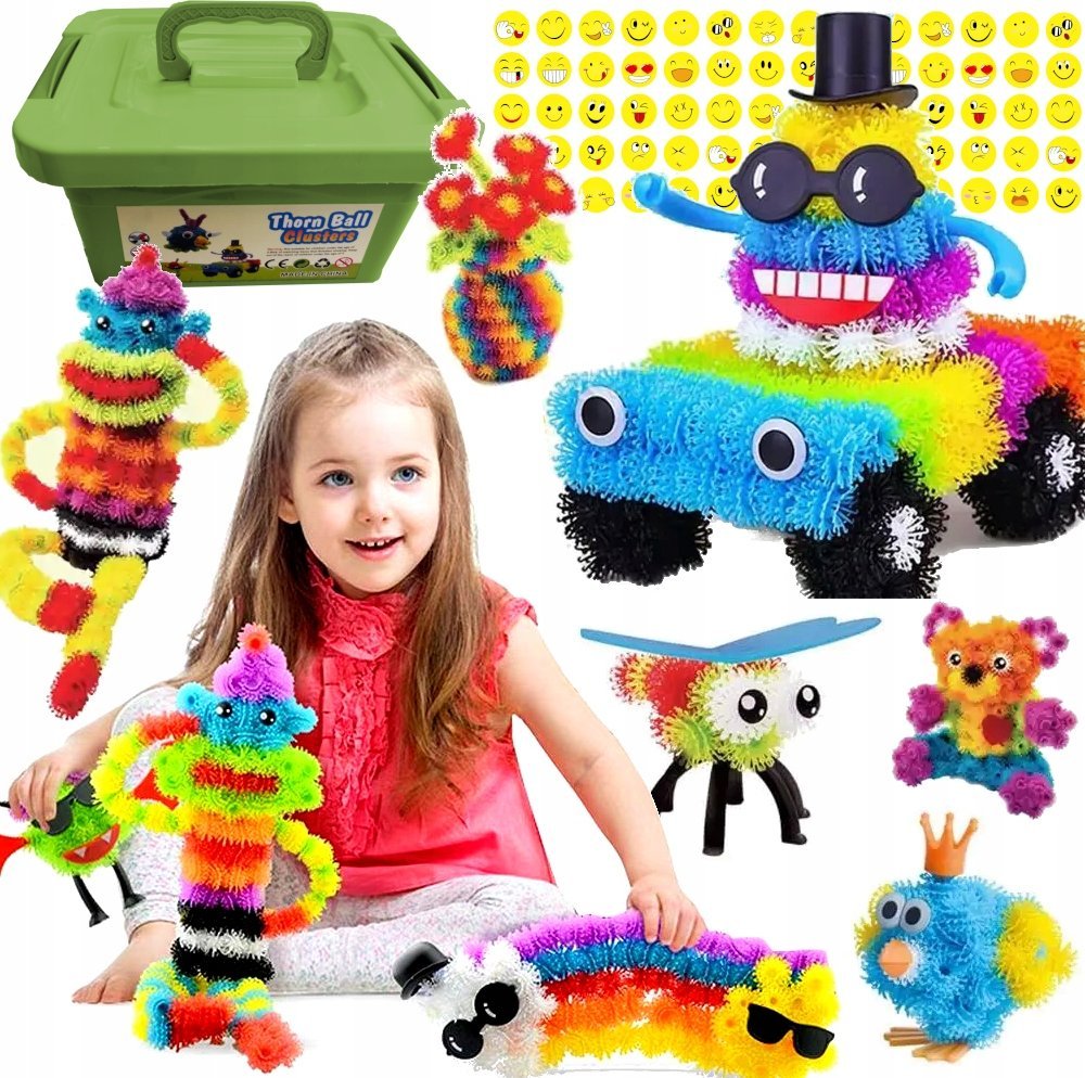 RZEPY CZEPY 1000+ KLOCKI KREATYWNE KULKI DUŻY ZESTAW PREZENT XXXL + naklejki emotki