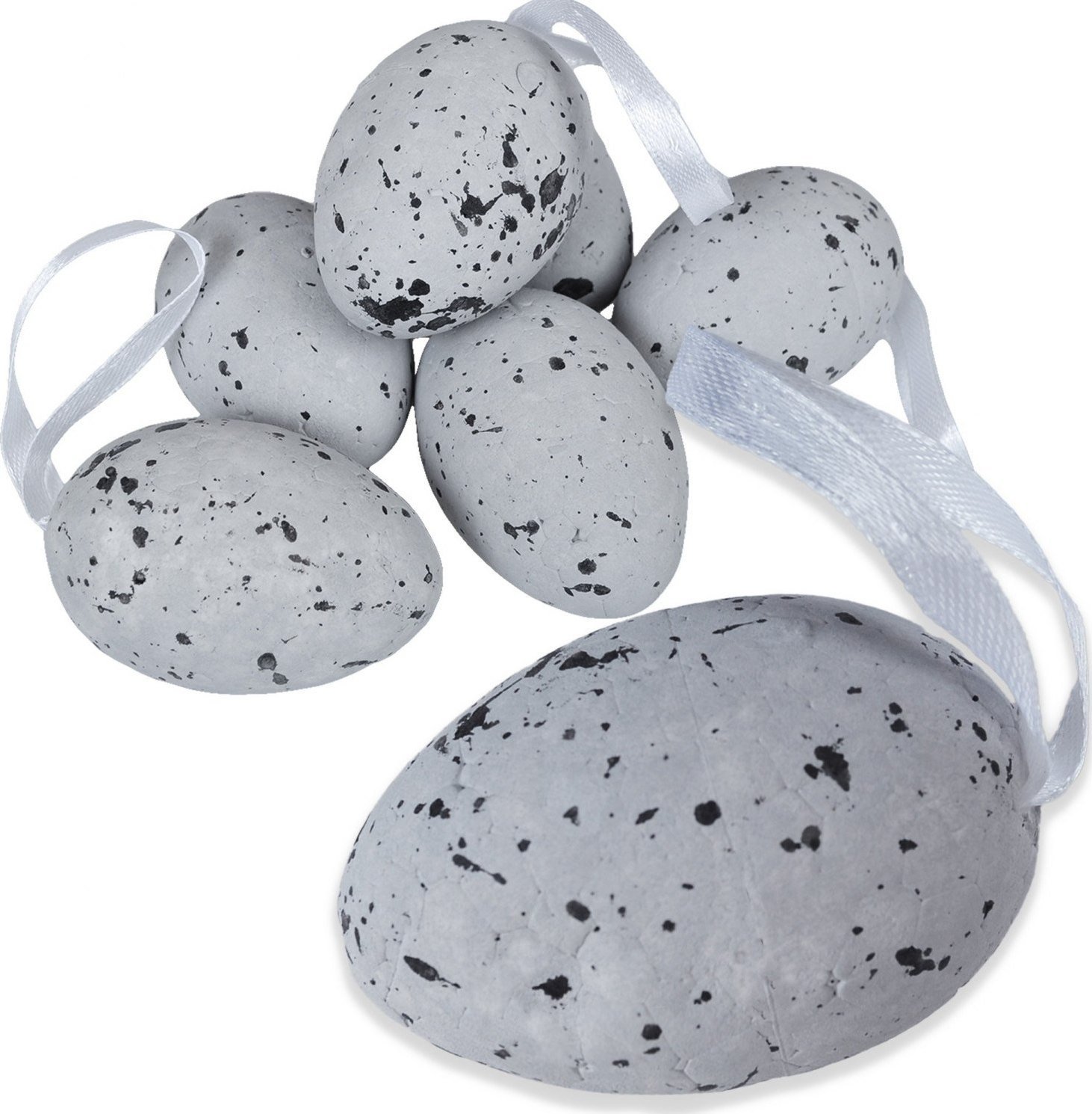 Dekoracja świąteczna PrzydaSie Jajka Styropianowe Nakrapiane Z Zawieszką Wielkanoc Dekoracja 6Szt