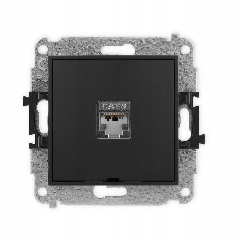 Karlik ICON Mechanizm gniazda komputerowego pojedynczego 1xRJ45, kat. 6, czarny mat 12IGKBO-5