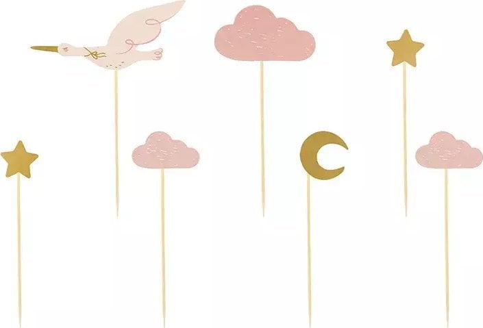 Party Deco Dekoracje do muffinek Bocian 11-12cm 7szt