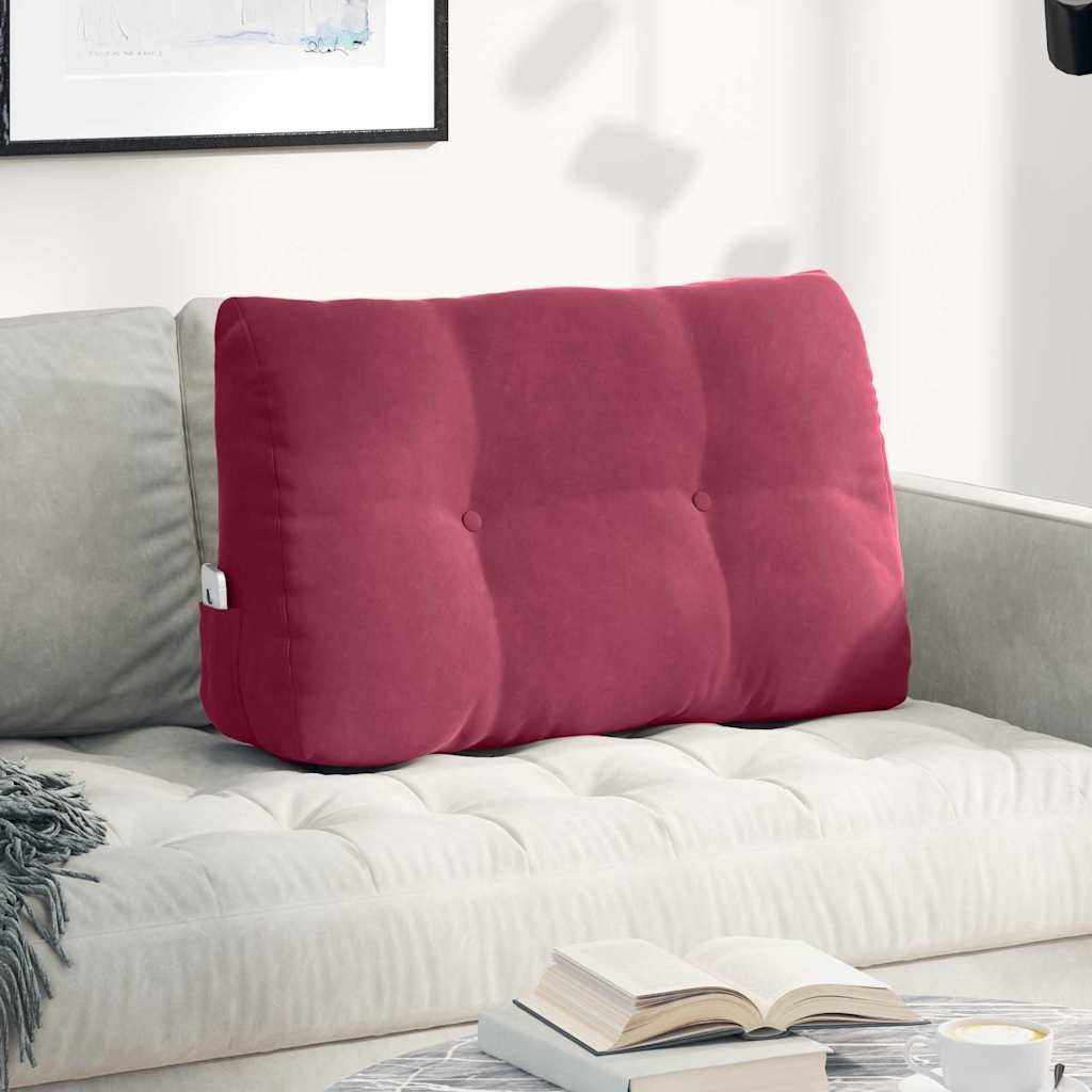 vidaXL Poduszka na plecy Czerwone wino 80 x 24 x 50 cm Aksamit