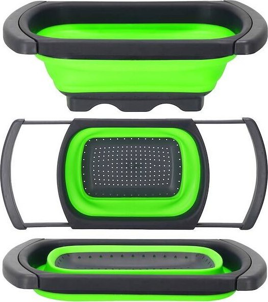 Springos Durszlak silikonowy składany ociekacz kuchenny na zlew zielono-szary UNIWERSALNY