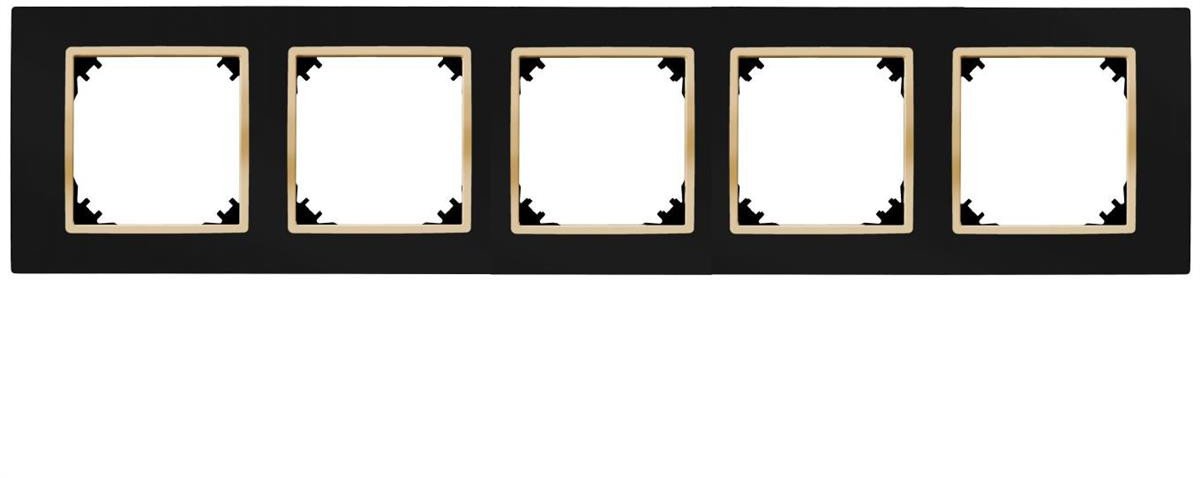 VESTRA ramka pięciokrotna IP20 czarny/złoty 3875-47