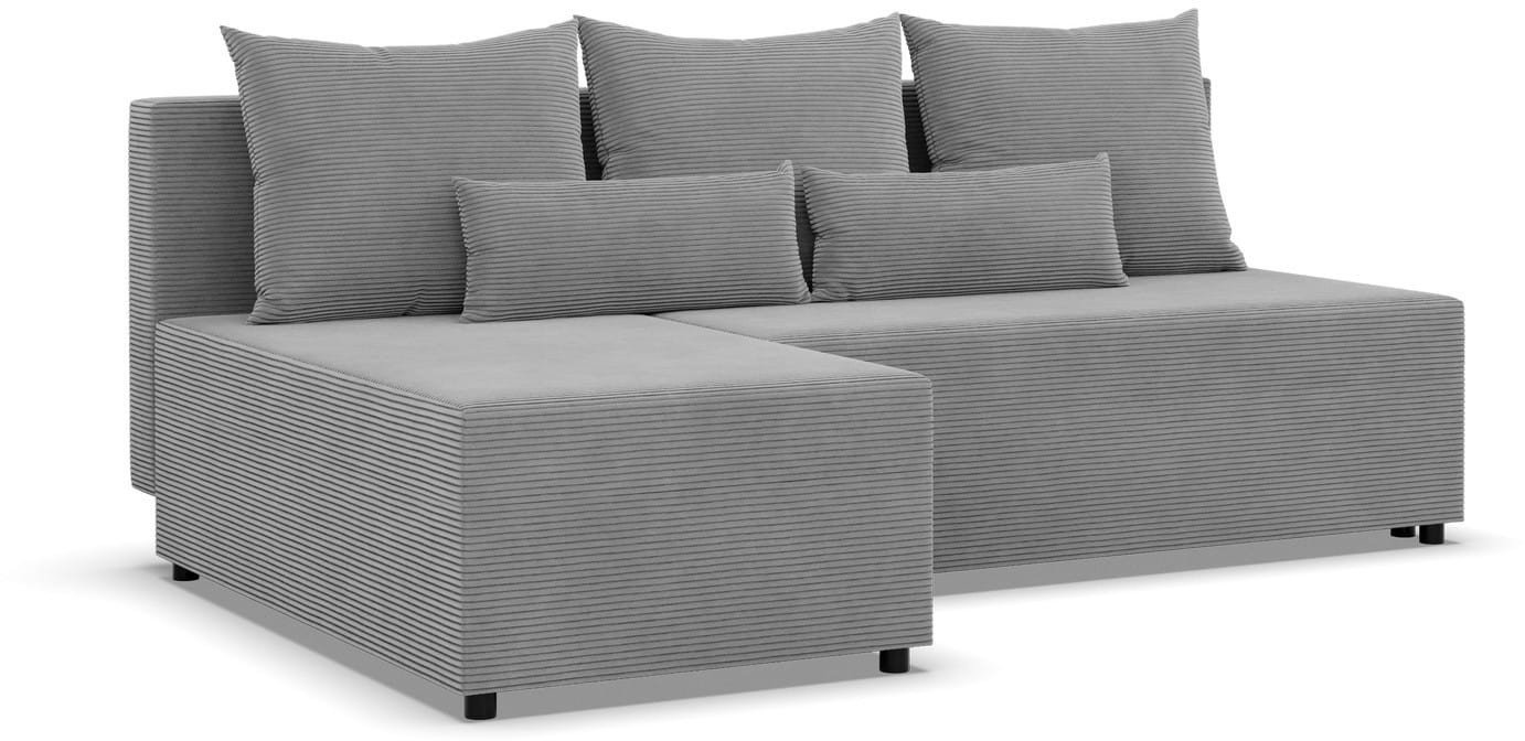 Narożnik z luźnymi poduszkami, Vista, sztruks, 201x137x92 cm, jasny szary | TYLETEGOTU