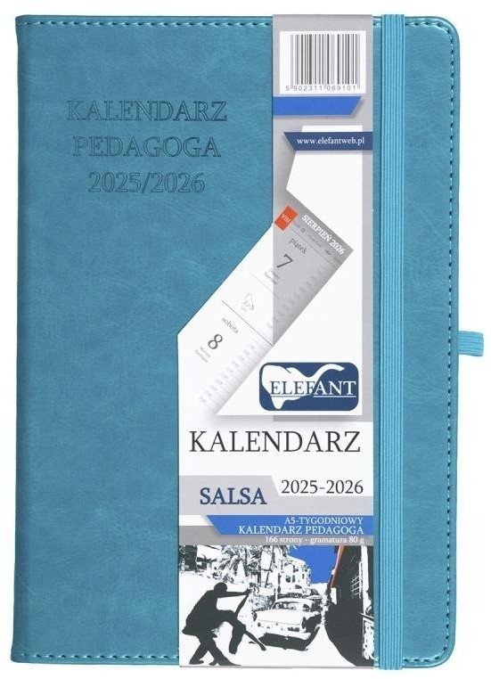 Kalendarz pedagoga 2025/26 A5 tyg. Salsa turkusowy