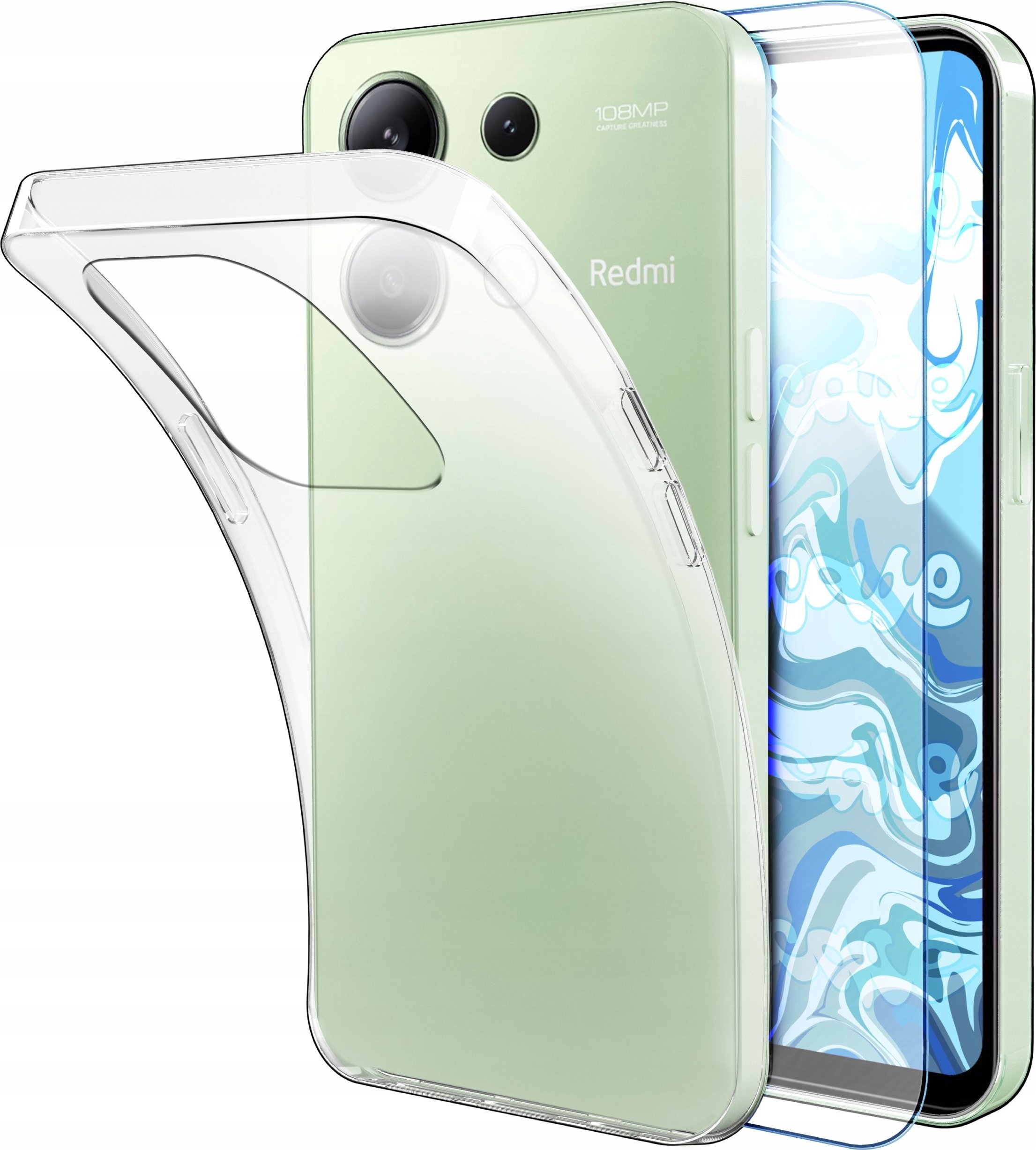 Hello Case ETUI DO XIAOMI REDMI NOTE 13 4G GUMOWE OBUDOWA CASE SILIKON SLIM SZKŁO 9H