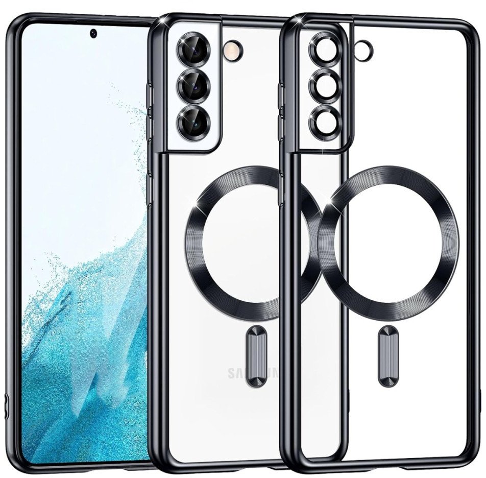 Etui Supero magnetyczne tpuplating do Galaxy S22, przezroczysto-czarne