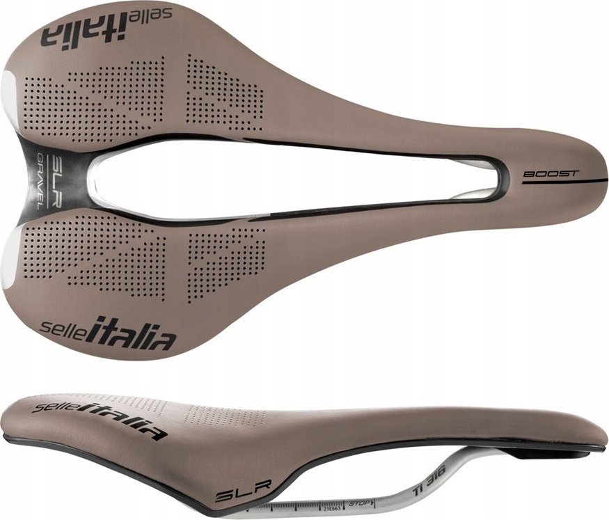 Selle Italia Siodło SELLE ITALIA SLR BOOST GRAVEL TI316, Superflow L (id match - L3), TI 316 Rail, Fibra-Tek, Light Gel, 209g, Brązowe (NEW)