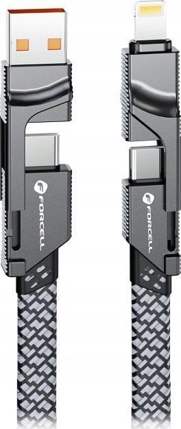ForCell FORCELL F-ENERGY C241 4w1 kabel Typ C / USB A do Typ C / Lightning QC PD 3A 60W 1 m chrom