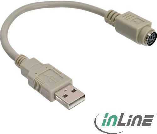 Adapter USB InLine USB - PS/2 Biały (33102)